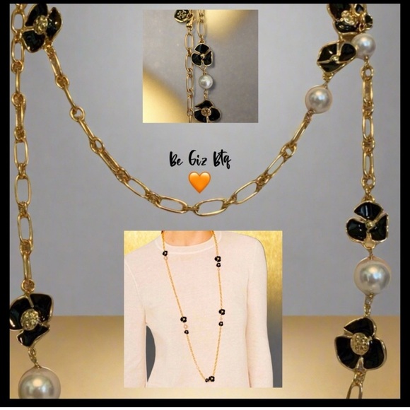 Authentic Tory Burch Black And Gold Necklace At Awesome Price To Buy Now & Save - Picture 6 of 7